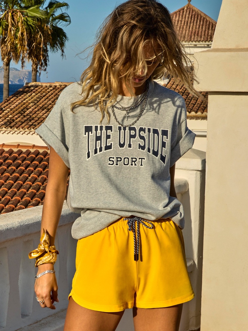 The Upside Grey Logo Tee Oversized Sport Large NEW